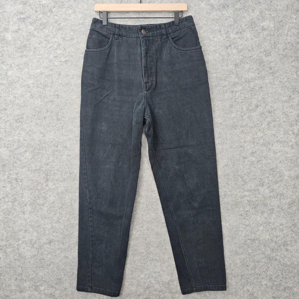 British Khaki Jeans Women's 12 Dark Gray Vintage High Rise Tapered Leg Heavy